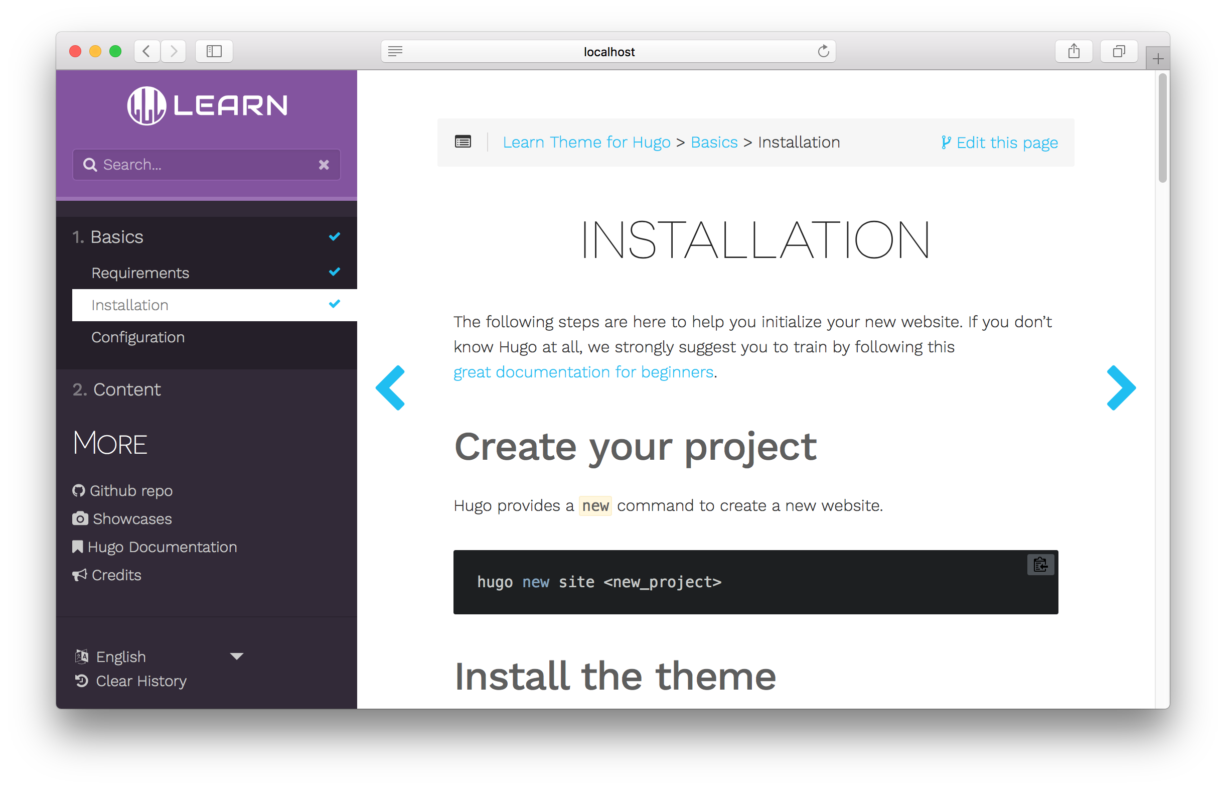 Pages organization :: Documentation for Hugo Learn Theme